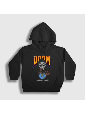 Presmono Unisex Çocuk Siyah The Illest Villain Rap Mf Doom Kapüşonlu Sweatshirt