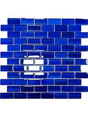 MozaiKristaL Mutfak Tezgah Arası, Havuz, Banyo, Sauna, Spa, ve Yaşam Alanlarının Tüm Yüzeyleri Için. 23X48MM Mavi. 30X30CM. Fileli Kristal Mozaik.