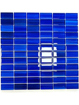 MozaiKristaL Mutfak Tezgah Arası, Havuz, Banyo, Sauna, Spa, ve Yaşam Alanlarının Tüm Yüzeyleri Için. 23X48MM Mavi. 30X30CM. Fileli Kristal Mozaik.