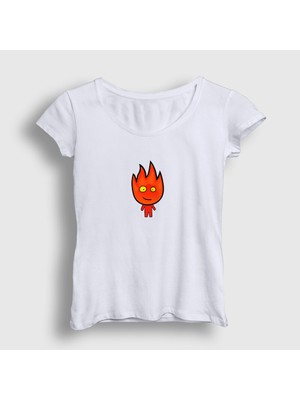 Presmono Kadın Beyaz Ateş ve Su Oyun Fireboy Sevgili T-Shirt