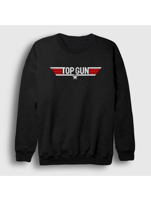 Presmono Unisex Siyah Logo Tom Cruise Pilot Film Top Gun Sweatshirt
