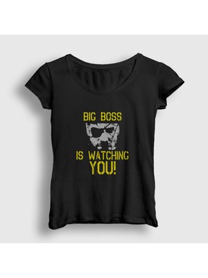 Presmono Kadın Siyah Big Boss Metal Gear Solid T-Shirt