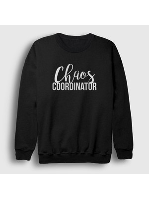 Presmono Unisex Siyah Chaos Coordinator Ofis Beyaz Yaka Sweatshirt