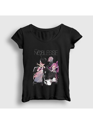 Presmono Kadın Siyah Cover Raizel Anime Noblesse T-Shirt