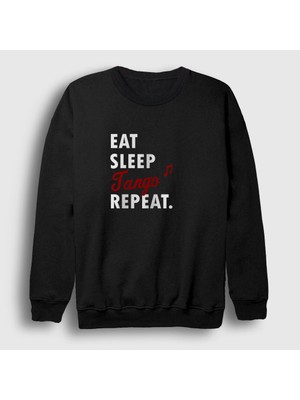 Presmono Unisex Siyah Eat Sleep Tango Repeat Hediye Dance Dansçı Sweatshirt