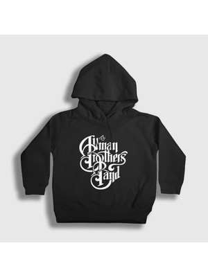 Presmono Unisex Çocuk Siyah Logo The Allman Brothers Band Kapüşonlu Sweatshirt