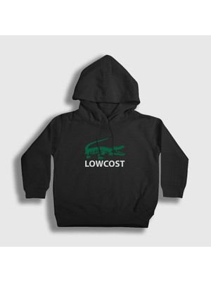 Presmono Unisex Çocuk Siyah Crocodile Timsah Timsahlı Lowcost Kapüşonlu Sweatshirt