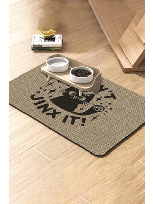 Matgo Pati Süper Mood Deri Nazar Etme Krem Beslenme Matı Kaymaz Su Geçirmez Kedi Köpek Mama Paspası 50X70CM