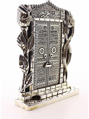 Home Dekor Hediye Gümüş Biblo 25 cm Gül Kabe Kapısı Allah Muhammed Yazılı Polyester Üzerine Metal Kaplama Biblo