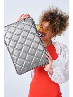 Meschain Kapitone Laptop Kılıfı 15.6" ve 16" Inç Gri