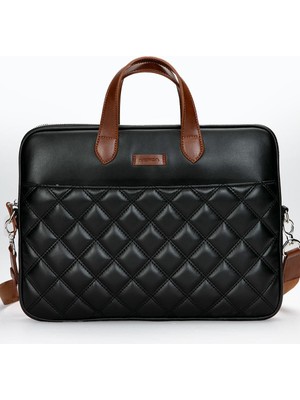 Meschain Macbook Air Pro 13.3 ve 14 Inç Siyah Laptop Evrak Çantası Modern Tasarım