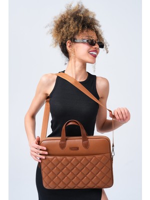 Meschain Macbook Air Pro 13.3 ve 14 Inç Taba Renk Laptop Evrak Çantası