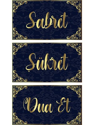 Zero Land Sabret- Şükret- Dua Et Tablo - Poster Dini (Model- 18) 40  cm   x  70  cm  Renk Siyah 11