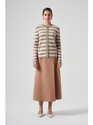 Nuss Şerit Detaylı Hırka 1113 Haki