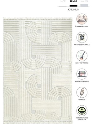 Decofloor Halı 8709A Krem Bohem Modern Iskandinav Dokuma Halı Kesme Yolluk-Koridor-Antre-Yatak Odası-Mutfak-Hol