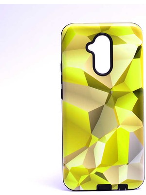 Mate 20 Lite Uyumlu Kılıf Kaliteli Çift Katmanlı Renkli Parlak Piramit Silikon Kapak