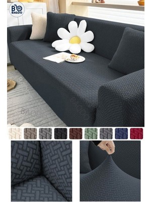 Baqdo Tuğla Desen Koltuk Örtüsü 3lu / 3 Kişilik Lastikli Kayma Yapmayan Çekyat kılıfı, Kanepe Kılıfı yıkanabilir 1 Adet