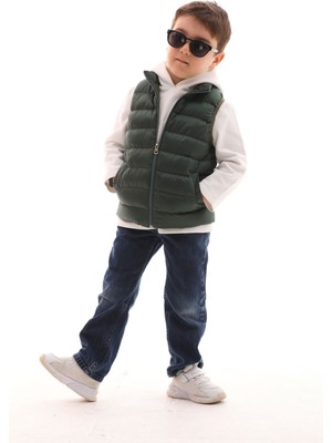 Erkek Çocuk Su ve Rüzgar Geçirmez Kapüşonlu Şişme Yelek