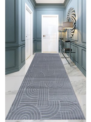 Decofloor Halı 8709A Gri Bohem Modern Iskandinav Dokuma Halı Kesme Yolluk-Koridor-Antre-Yatak Odası-Mutfak-Hol