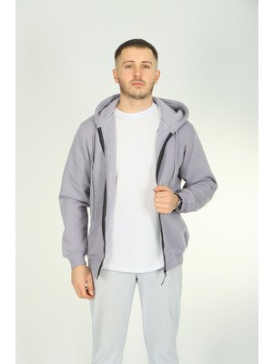 EG38 3 Iplik Fermuarlı Ceket Gri