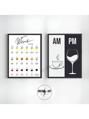 Orendart Wıne The Essential Guide Ikili Çerçeve Wine Şarap Köşesi Tasarım Poster Tablo Estetik Duvar Dekoru