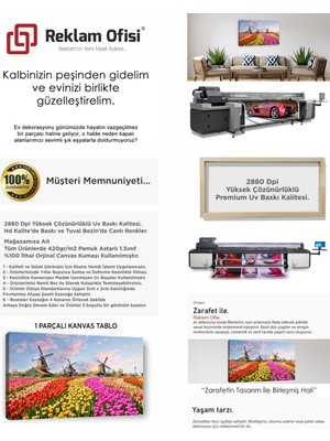 Reklam Ofisi Hollanda Yel Değirmenleri Temalı, Manzaları Renkli Premium Kanvas Tablo