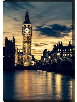 Reklam Ofisi Big Ben, Londra Saat Kulesi Temalı Premium Kanvas Tablo