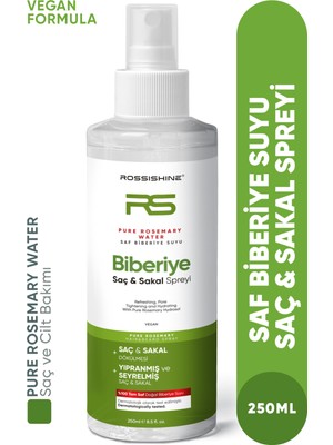 Rossishine Saf Biberiye Suyu Güçlendirici Etkiyle 250 ml Vegan Formül Saç ve Sakal Bakımı