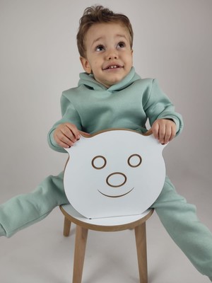 3 Iplik Şardonlu Kanguru Cepli ve Kapüşonlu Kız Erkek Unisex Çocuk Eşofman Takımı