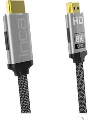 Inca IHM-15T 1.5mt 2.0  Altın Uç Örgülü Kablo Hdmı To Hdmı Kablo 8k 2.1V ( 7680 × 4320 8k)