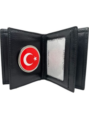 Ayyıldız Rozetli Cüzdan Hakiki Deri