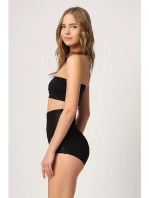 Siyah Emay 2842 Lazer Dantelli Slip Korse
