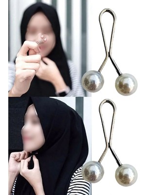 Techno Station 12 Adet Tesettür Eşarp ve Şal Klipsi Inci Metal 12LI Eşarp Türban Sabitleyici Aparat Klips