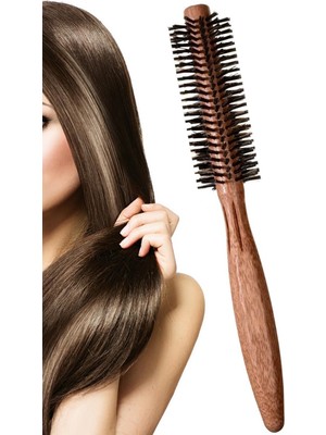 Techno Station Doğal Ahşap Saplı Isıya Dayanıklı Fön ve Saç Fırçası