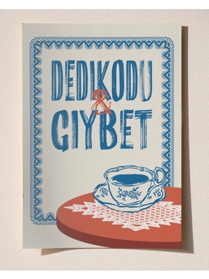 Dedikodu & Gıybet - Türk Kahvesi Temalı Nostaljik Çerçeveli-Çerçevesiz Poster