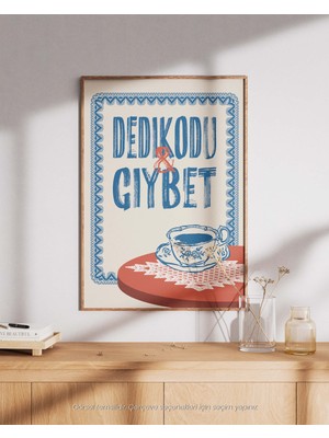 Dedikodu & Gıybet - Türk Kahvesi Temalı Nostaljik Çerçeveli-Çerçevesiz Poster