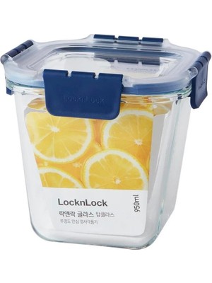 Lockn Lock Top Class Fırın & Saklama Kabı Kare Kilitli Mavi 950 ml
