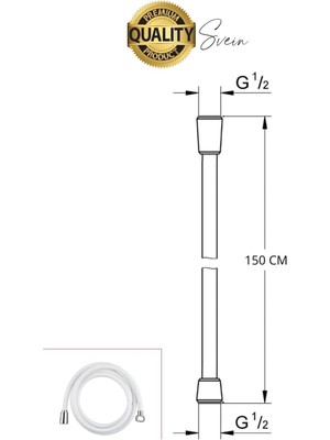 Svein Premium 1,5 mt Beyaz 360 Derece Dönebilen Kıvrılmayan Esnek Yumuşak Silikon Patlamaz Duş Hortumları