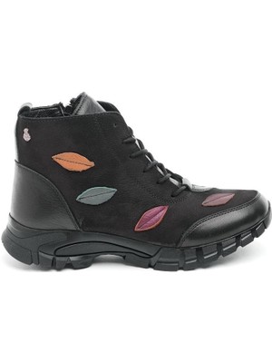 Hakiki Deri Fermuarlı Kadın Bot