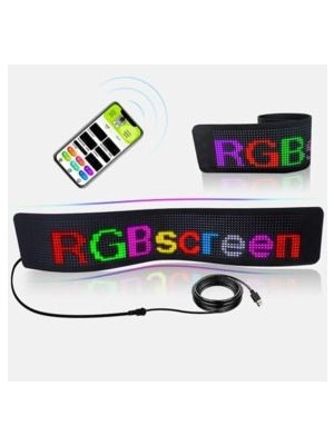 LED Piksel Panel, USB Esnek LED Kayan Metin Animasyon Ekranı Bluetooth Kumanda 16X64 Led'ler 9X37 cm