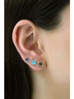 Renkli Mineli Yonca Küpe