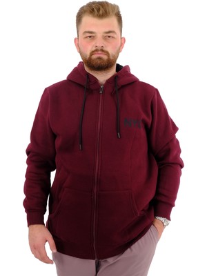 Mode Xl Erkek Büyük Beden Sweatshirt Sırt Baskılı Şardonlu Cıty U24541 Mürdüm
