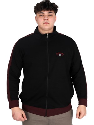 Mode Xl Erkek Büyük Beden Hırka Fermuarlı Dik Yaka New York U24524 Siyah