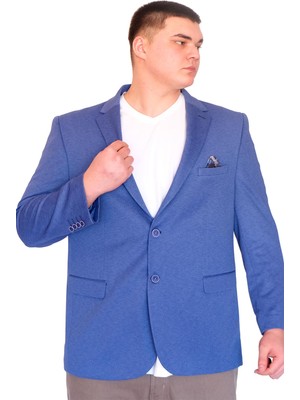 Mode Xl Büyük Beden Erkek Klasik Blazer Ceket Dıago 23027 Mavi