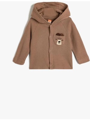 Koton Kahverengi Erkek Çocuk Jersey Sweatshirt Uzun Kol Kapüşonlu Cepli 4 - 5 Yaş