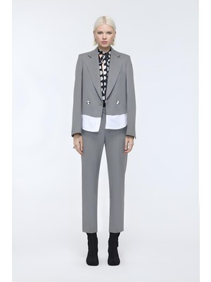Gri Gömlek Detaylı Blazer Ceket MKN3012