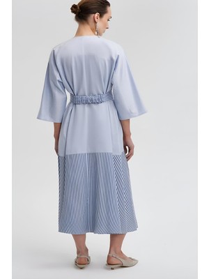 Touche Çizgi Detaylı Midi Boy Elbise MKN2001