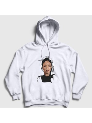 Presmono Unisex Beyaz Cool Rihanna Kapüşonlu Sweatshirt