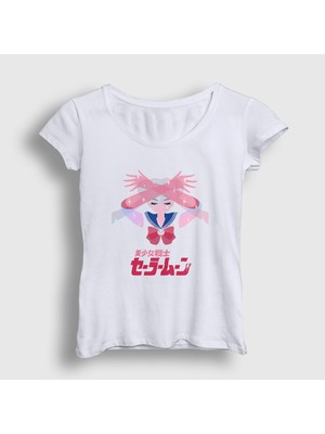 Presmono Kadın Beyaz Serena Usagi V2 Sailor Moon Ay Savaşçısı T-Shirt