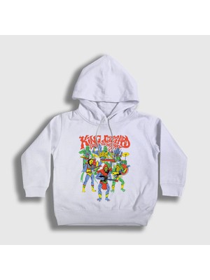 Presmono Unisex Çocuk Beyaz Band King Gizzard And The Lizard Wizard Kapüşonlu Sweatshirt